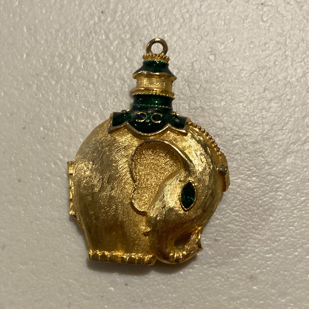 Z150- Custom Jewelry- Vintage Revlon Elephant Perfume Pendant Moon Drops.